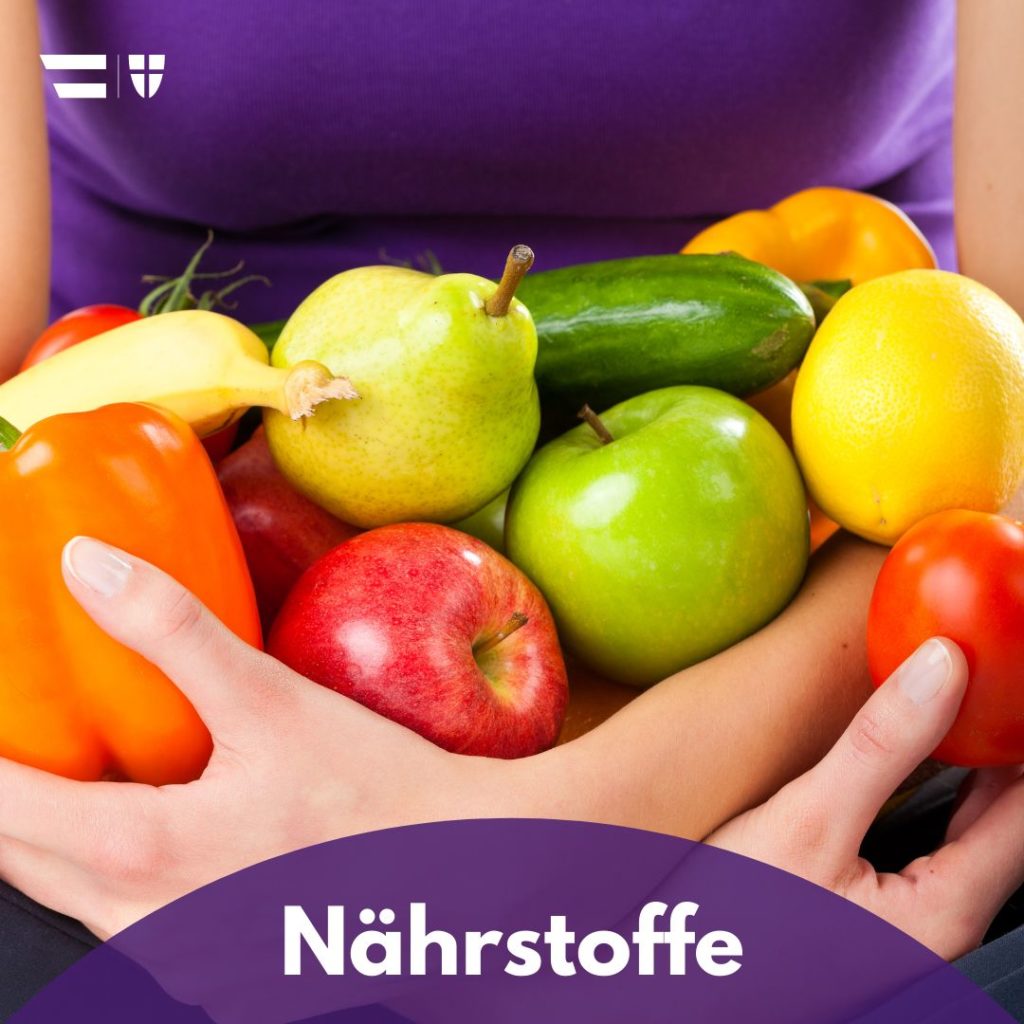 Titel: Nährstoffe Bild: Obst und Gemüse in den Händen