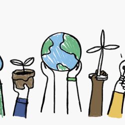 Environment doodle vector, renewable energy concept